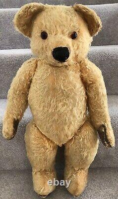 Large Antique Vintage Chad Valley Golden Mohair 20 Teddy Bear 1940s Needs TLC
