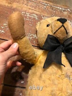 Large & Primitive Old 22 Antique Chad Valley Jointed Mohair Teddy Bear