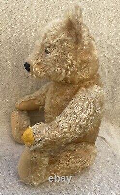 Large Vintage Steiff Light Blonde Mohair Teddy Bear With Button 21 Inches Tall