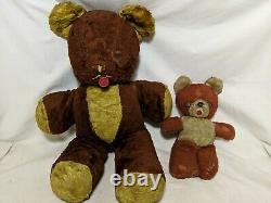 Lot 3 Antique Vintage Homemade Teddy Bears 1900s 30 17 10 Bell Ears Mohair