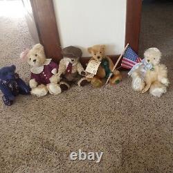 Lot 5 VTG Mohair Teddy Bears All German Hermann Schulte limited tags patriotic