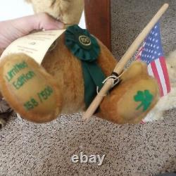 Lot 5 VTG Mohair Teddy Bears All German Hermann Schulte limited tags patriotic