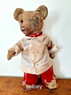 Loved Old Vintage Antique Chad Valley Red Mohair Tubby Teddy Bear Soft Toy