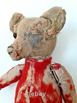 Loved Old Vintage Antique Chad Valley Red Mohair Tubby Teddy Bear Soft Toy