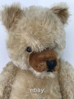 Lovely Large Vintage Schuco Teddy Bear Blonde Mohair Jointed With Growler 26