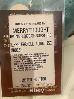 Merrythought Alpha Farnell Turquoise Mohair Teddy Bear Limited Edition #345-750