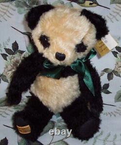 Merrythought Antique Panda Teddy Bear England Mohair Toy late 1990's -2000 era