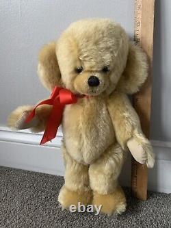 Merrythought Cheeky Teddy Bear Vintage Mohair 13 W Tags Bells in Ears Gold NICE