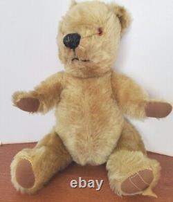 Merrythought Jointed Pooh Teddy Bear Plush Mohair Ironbridge Shrops England Vtg