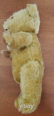 Merrythought Jointed Pooh Teddy Bear Plush Mohair Ironbridge Shrops England Vtg