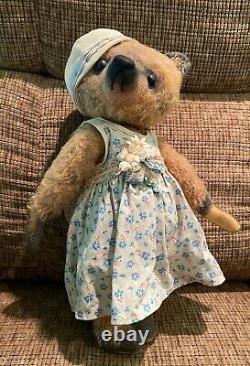 Mrs. Beulah Davis OOAK Hand Made MOHAIR TEDDY BEAR BY LORA SOLING LORABEARS TAG