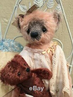 OOAK Artist Mohair Teddy Bears TINA AND HER TEDDY Cathy L Forcino Vintage 20