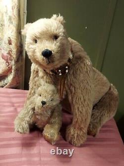 OOAK Artist Teddy Bears Dakota & Cub By Rotraud Ilisch Of Germany 8 & 20 Tall