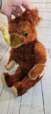 Old 1940s Mohair Cinnamon Brown Teddy Bear Jointed Arms, Legs & Head