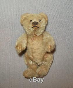 Old Antique Vtg C 1920s Miniature Mohair Teddy Bear 3.5 Tall Fully Jointed Nice