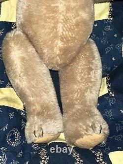 Old Straw Stuffed Mohair Jointed Teddy Bear 11