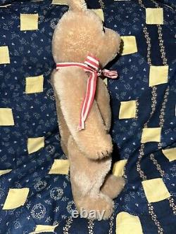 Old Straw Stuffed Mohair Jointed Teddy Bear 11