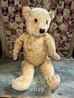 Old Straw Stuffed Mohair Teddy Bear