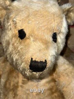 Old Straw Stuffed Mohair Teddy Bear