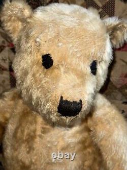 Old Straw Stuffed Mohair Teddy Bear