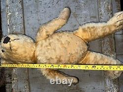 Old Straw Stuffed Mohair Teddy Bear