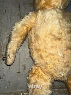 Old Straw Stuffed Mohair Teddy Bear