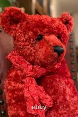 Ooak one of a kind artist teddy bears 26 inch red mohair teddy bear Patron