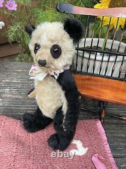 Posey c 1930's Chiltern Panda Hugmee Bear 14 Old Antique Vintage Teddy