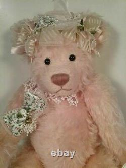 Pretty Pink Ellie Large 21 Mohair Teddy Bear Essentials by Effanbee Lace Ribbon