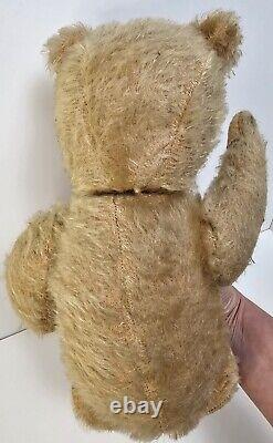 Primative Early Mohair Straw Stuffed Jointed Teddy Bear 16