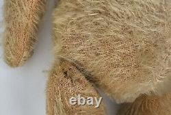 Primative Early Mohair Straw Stuffed Jointed Teddy Bear 16