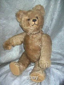 RARE 21 TALL SHUCO MOHAIR TRICKY YES / NO HEAD TURNING TEDDY BEAR with GLASS EYES