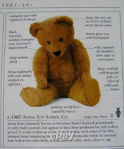 RARE! Antique 1907 AETNA Early American Mohair Fully Jointed Teddy BEAR 14 tall