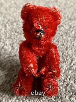 RARE Antique Schuco German Miniature Perfume Teddy Bear 3 RED Mohair Cute