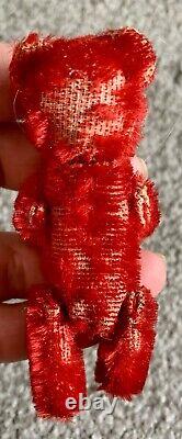 RARE Antique Schuco German Miniature Perfume Teddy Bear 3 RED Mohair Cute
