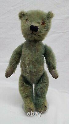 RARE BLUE 1920s Deans Bear ANTIQUE From English Museum. Well-Loved Vintage Bear