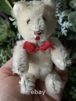 RARE WHITE 5 Mohair Schuco Yes / No Teddy Bear With Tongue Tricky Jointed