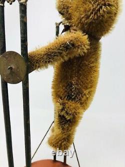 Rare Antique Germany Wind Up Mohair Teddy Bear Acrobat Tin Toy Schuco KP21