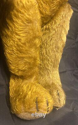 Rare Antique Teddy Bear Mohair 22in Humpback Straw Stuffing Jointed