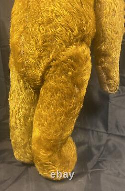 Rare Antique Teddy Bear Mohair 22in Humpback Straw Stuffing Jointed