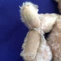Rare Early Antique 16 Pink Hued Steiff Mohair Teddy Bear Gold Stitched Nose And