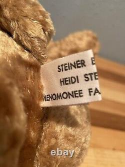 Rare Heidi Steiner Brown Cat Green Eyes Jointed Limbs Teddy Bear Artist 14 USA