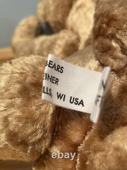 Rare Heidi Steiner Brown Cat Green Eyes Jointed Limbs Teddy Bear Artist 14 USA