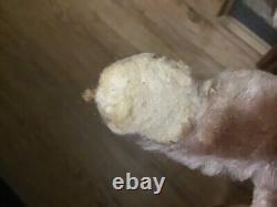 Rare Old SMALL ANTIQUE MOHAIR TEDDY BEAR JOINTED LEGS Wooden EYES Stitched Body