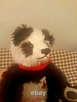 Rare Panda Teddy Bear 100% Mohair Glass Eyes Sue & Richard Foskey Jointed 1999