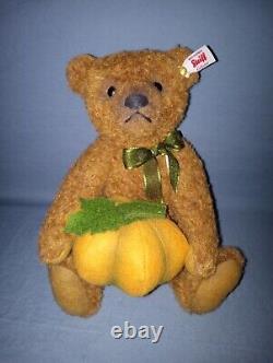 Rare Steiff Mohair 2016 Limited Edition Harvest Pumpkin Teddy Bear NIB