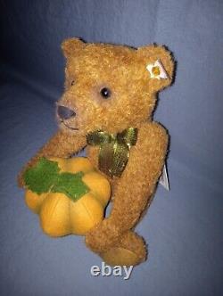 Rare Steiff Mohair 2016 Limited Edition Harvest Pumpkin Teddy Bear NIB