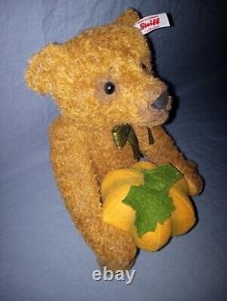 Rare Steiff Mohair 2016 Limited Edition Harvest Pumpkin Teddy Bear NIB