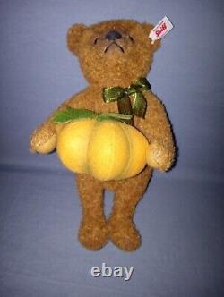 Rare Steiff Mohair 2016 Limited Edition Harvest Pumpkin Teddy Bear NIB