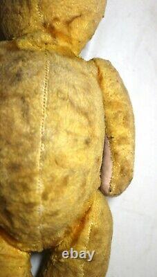 Rare antique handmade straw filled mohair jointed talking growling teddy bear